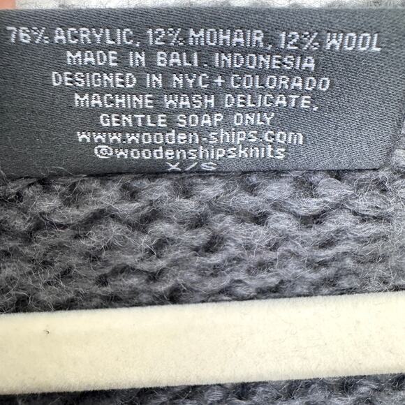 Wooden Ships Women Pullover Sweater Sz XS Mohair Wool Blend Fuzzy Lightning Bolt - Picture 4 of 6